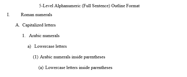 5-Level Alphanumeric (Full Sentence) Style