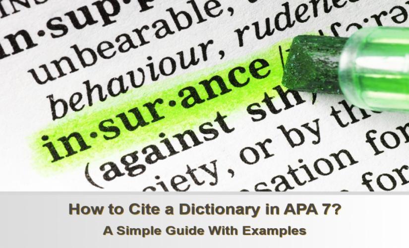 How to cite a dictionary in APA