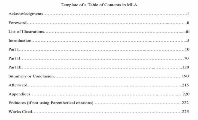 How to Write a Table of Contents for Different Formats With Examples ...